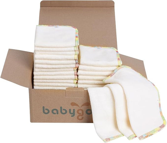 Babygoal 30PCS Reusable Diaper Wipes, Natural Unbleached Baby Face Wipes by babygoal