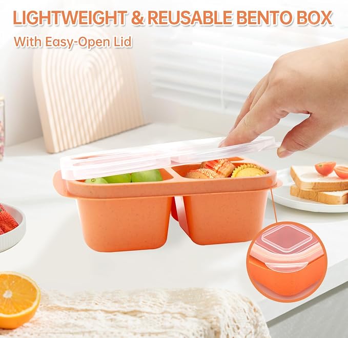 7 Pack Bento Lunch Box ，4 Compartment Snack Containers，Divided Meal Prep Lunch - Image 3