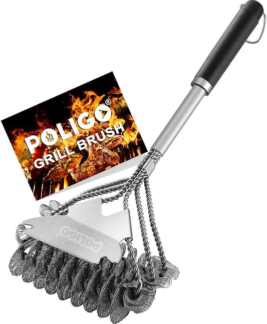 POLIGO Safe Grill Brush and Scraper Bristle Free 18" Grill Cleaner Brush by POLIGO