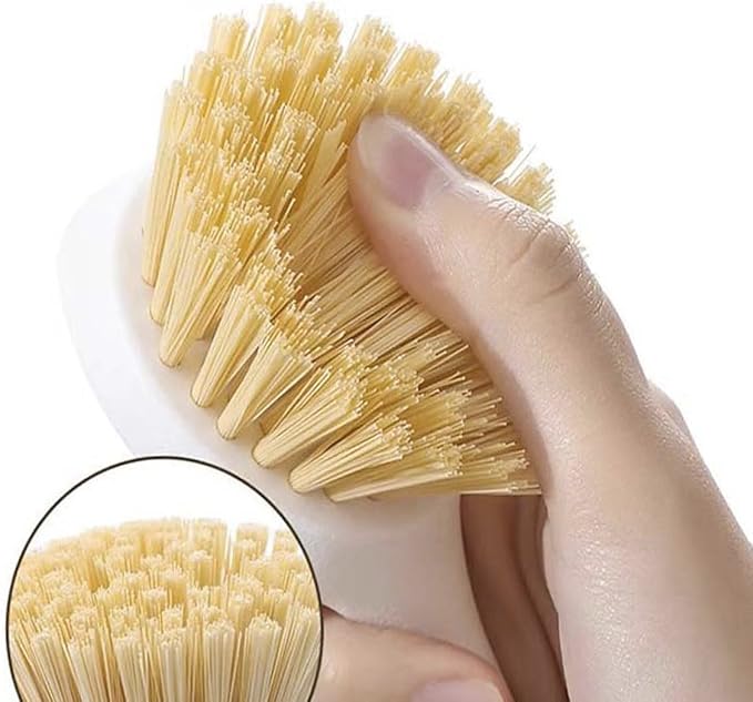 3 Pack Dish Brush Set with Bamboo Handle, Dish Scrubber Built-in Scraper - Image 4