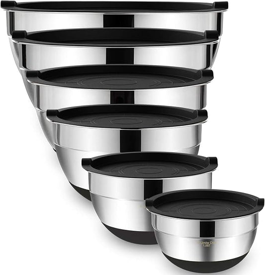 Umite Chef Mixing Bowls with Airtight Lids，6 piece Stainless Steel Metal by UmiteChef