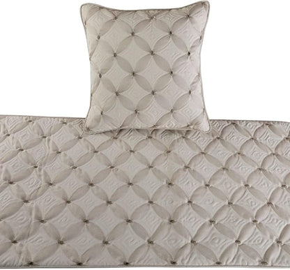 The HomeCentric King Queen Twin Ivory Bed Runner Without Pillow Cover, King Size 90"x18" Bed Runner Without Pillow Cover, Linen Quilted & Embroidery, Modern Contemporary - Tender Love