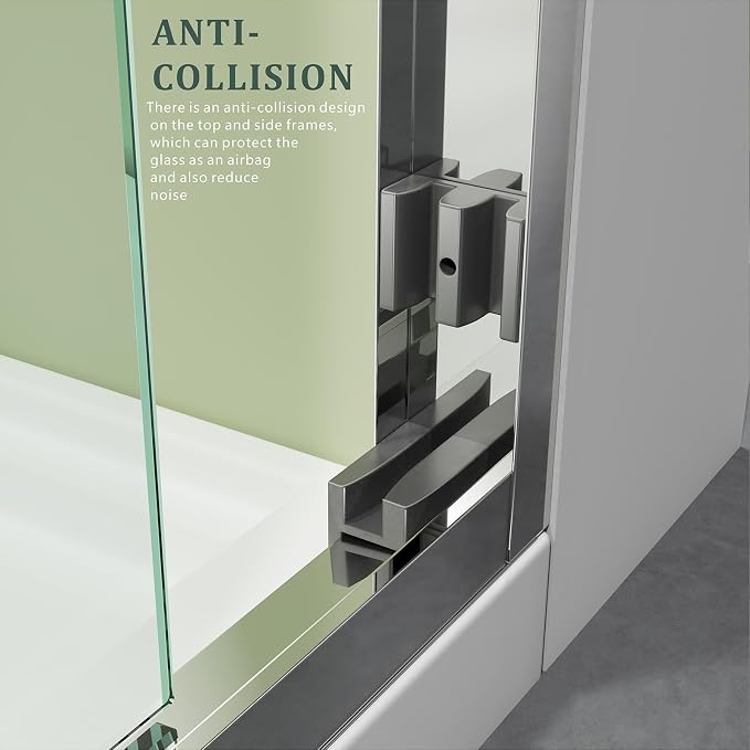 Chrome Glass Shower Door, Waterproof Design Double Sliding Stainless Steel - Image 5