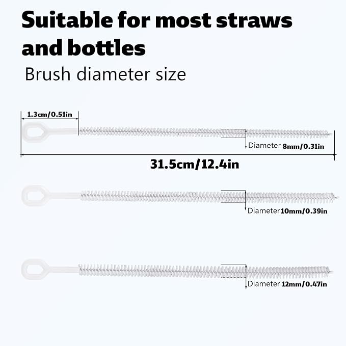 4pcs Straw Cleaner Brushes for Stanley, 12.6in Extra Long 3 Sizes Full Bristles - Image 2