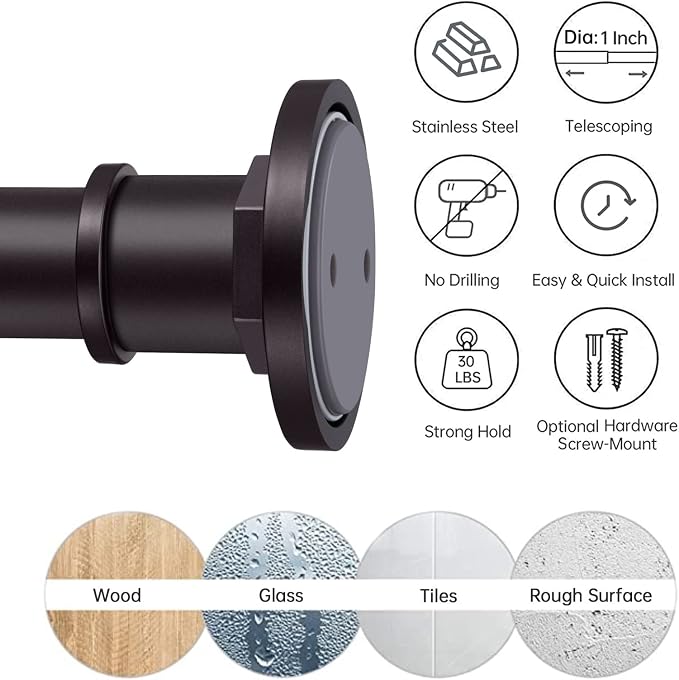 BRIOFOX Industrial Shower Curtain Rod - Image 4