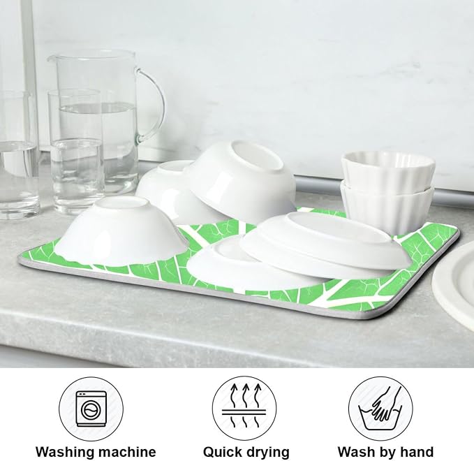 Green Leaf Veins Dish Drying Mat - Image 7