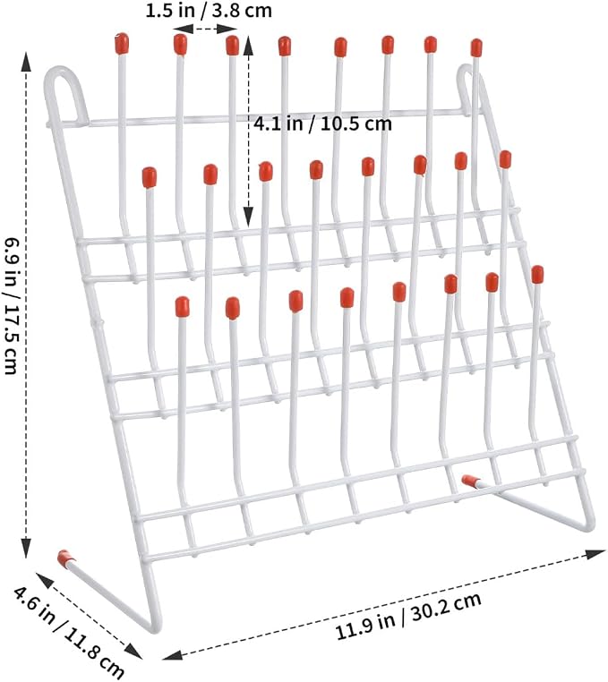 OUNONA Laboratory Beaker Drying Holder 24 Peg Lab Drying Rack Vertical Bottle - Image 7