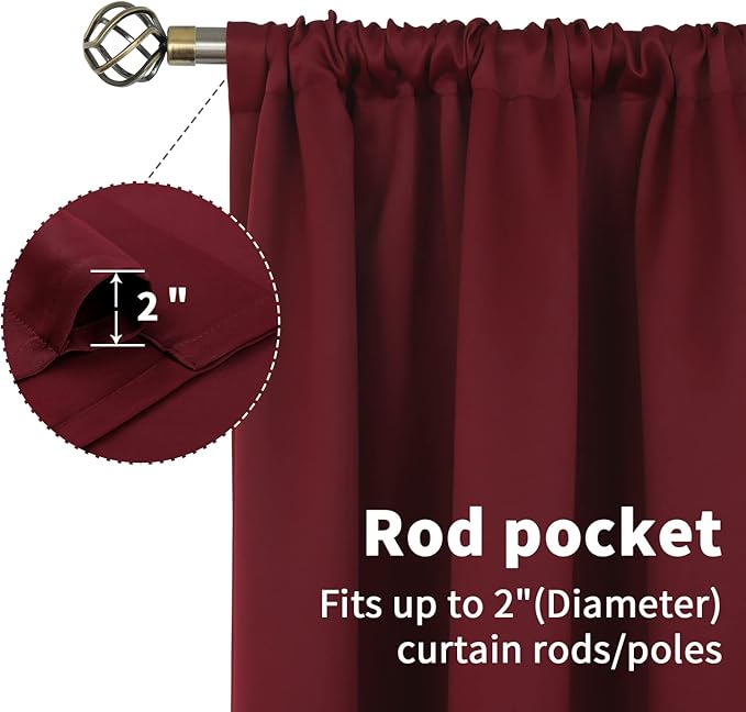 BGment Burgundy Blackout Curtains 90 Inch Long - Image 5
