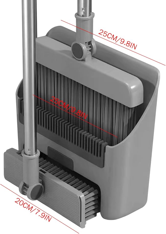 Broom Dustpan 3-in-1 90° Stand up Heavy Duty Dust Pan and Broom Set - Image 6