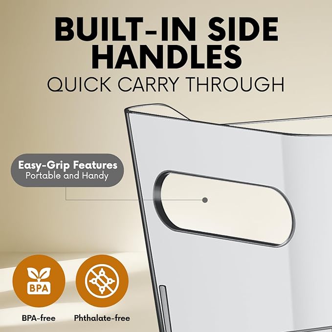 Clear Plastic Storage Bins, Medium Fridge Organizer Plastic Bins, Pantry - Image 3