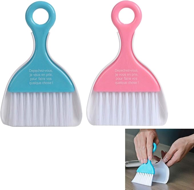 2 Pcs Mini Dustpan Set Brush for Table Whisk Brooms Small Dustpan Broom Set by Saim