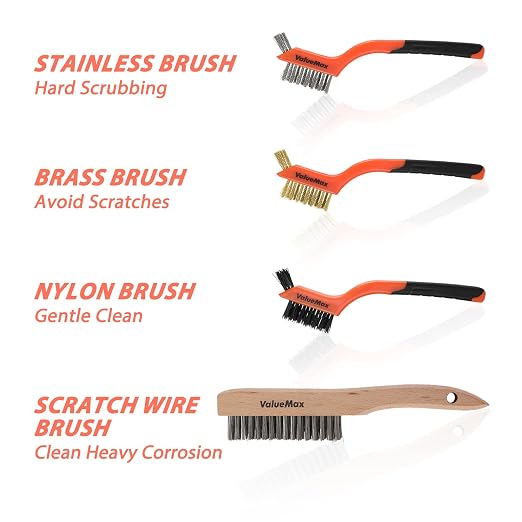 ValueMax Wire Brush Set, Heavy Duty Stainless Steel Wire Scratch Brush - Image 2