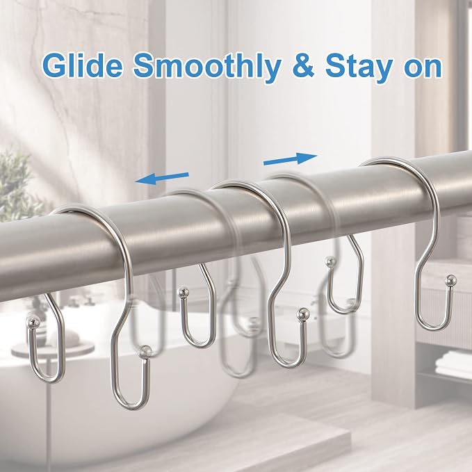 12 Pack Double Shower Curtain Hooks Rings, TENOVEL Double Sided Shower Curtain - Image 5