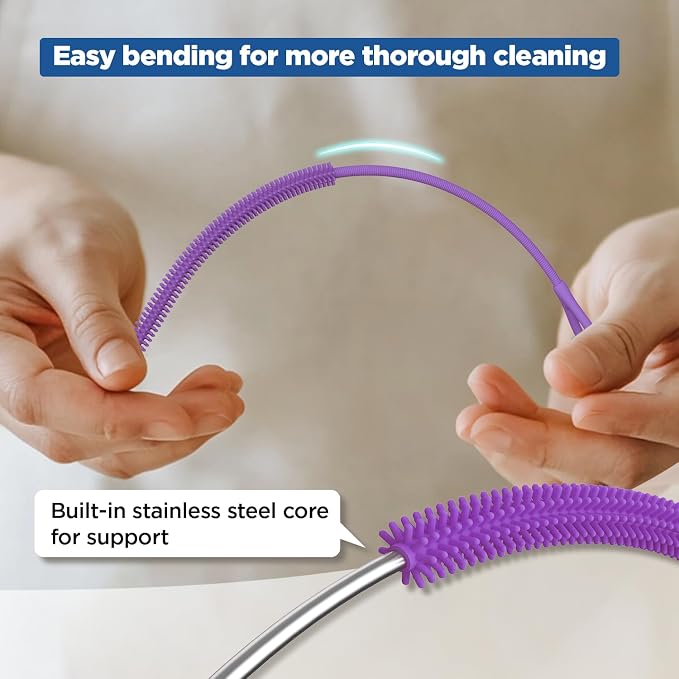 YOTIME Silicone Straw Cleaner Brush, Non-slip Handle Soft and Bendable - Image 4