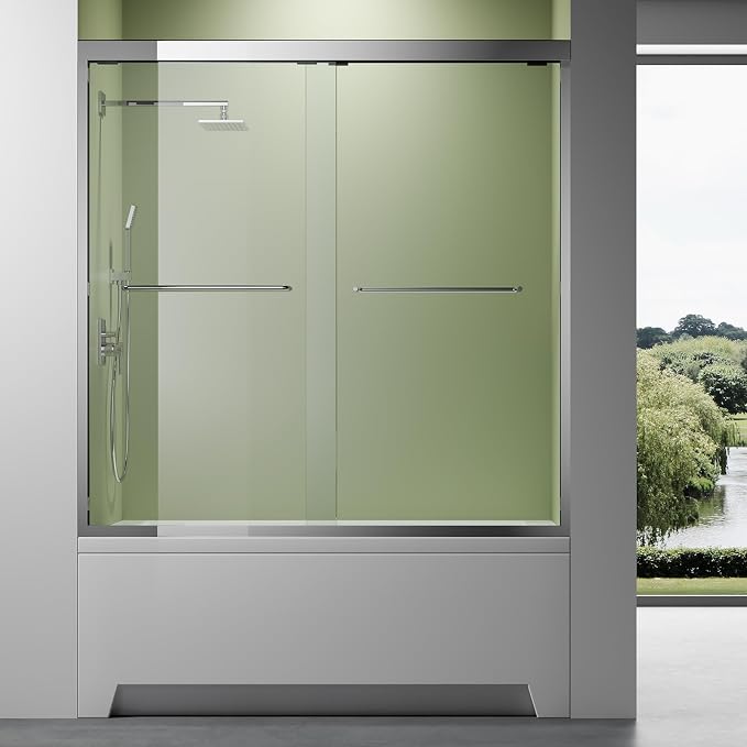Sliding Bathtub Shower Glass Door 56-60" Width x 62" Height by Glazenclos