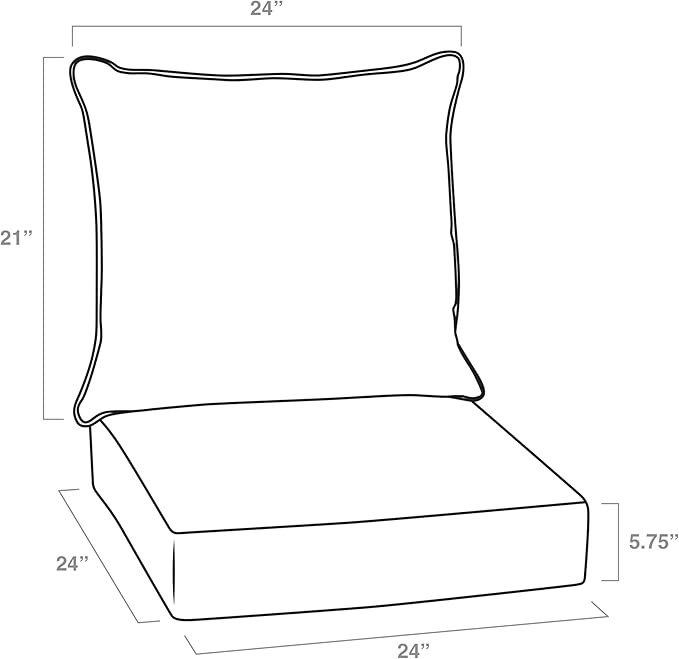 Arden Outdoor Deep Seat Cushion Set, 24 in x 24 in, Weather-Proof, Rain-Proof, Fade Resistant Patio Cushion for Chair, Sofa, and Couch Stone Grey Leala