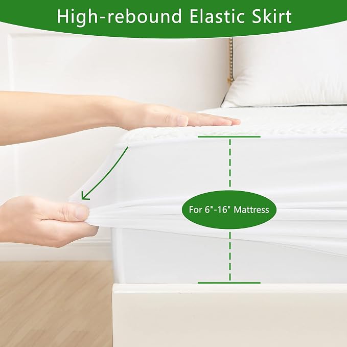 GOONIK Twin Size Mattress Protector, Breathable Bamboo Viscose Waterproof Twin - Image 5