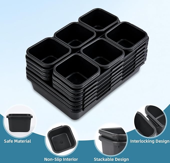 15 Piece Drawer Organizer Set, 3 Size Interlocking Plastic Storage Bins - Image 3