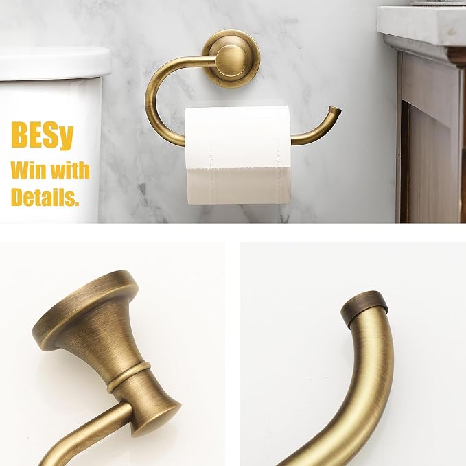 BESy Antique Brass Toilet Tissue Paper Holder Bathroom Accessories Toilet roll - Image 3
