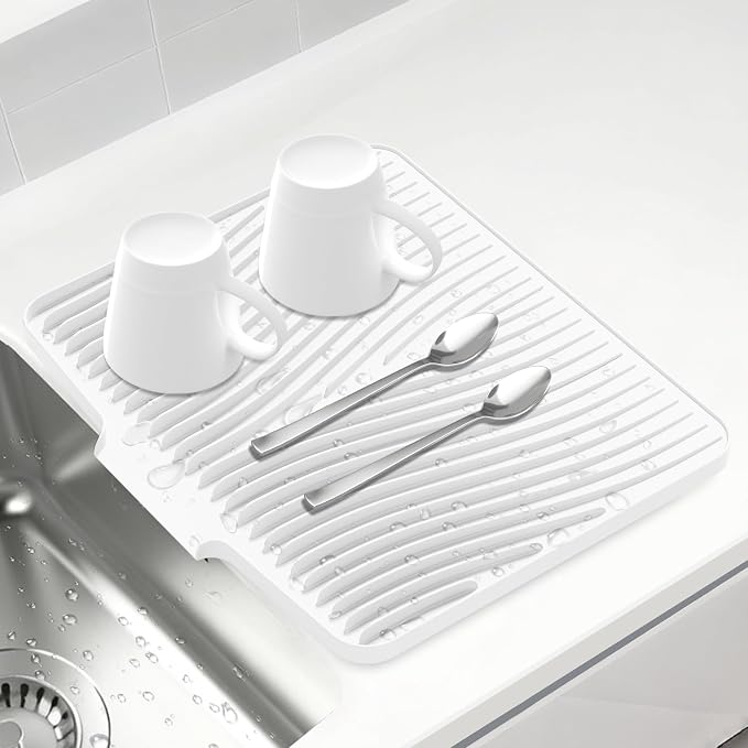 Silicone Dish Drying Mat for Kitchen Counter, Non-Slip Drain Pad, Dish Drying by COPLIB