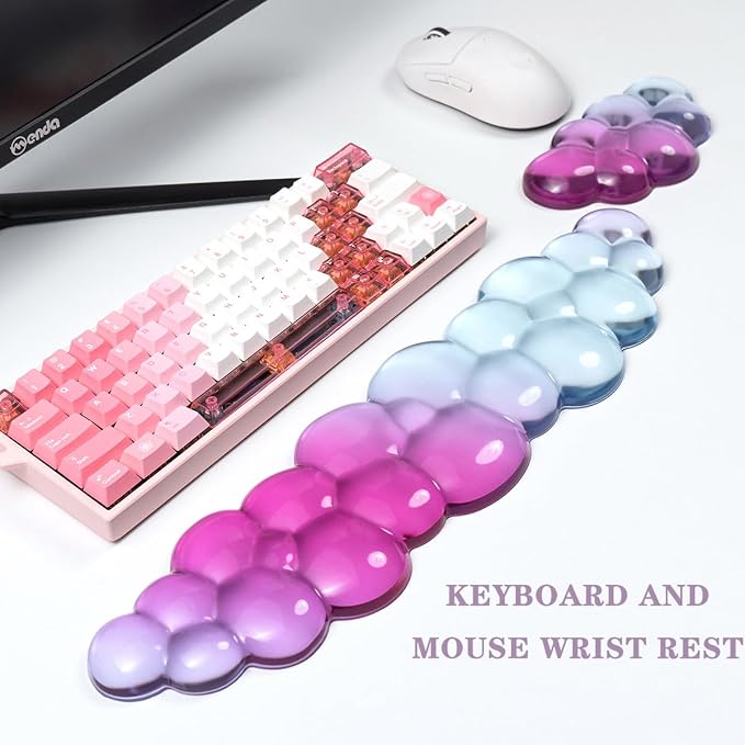 Ergonomic Cloud Silicone Gel Keyboard and Mouse Wrist Rest Set – Clear Wrist - Image 7
