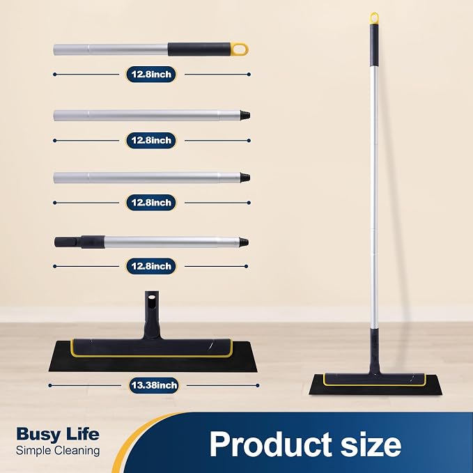 Yocada Floor Squeegee Broom EVA Foam Blade Aluminum Pole - Image 4