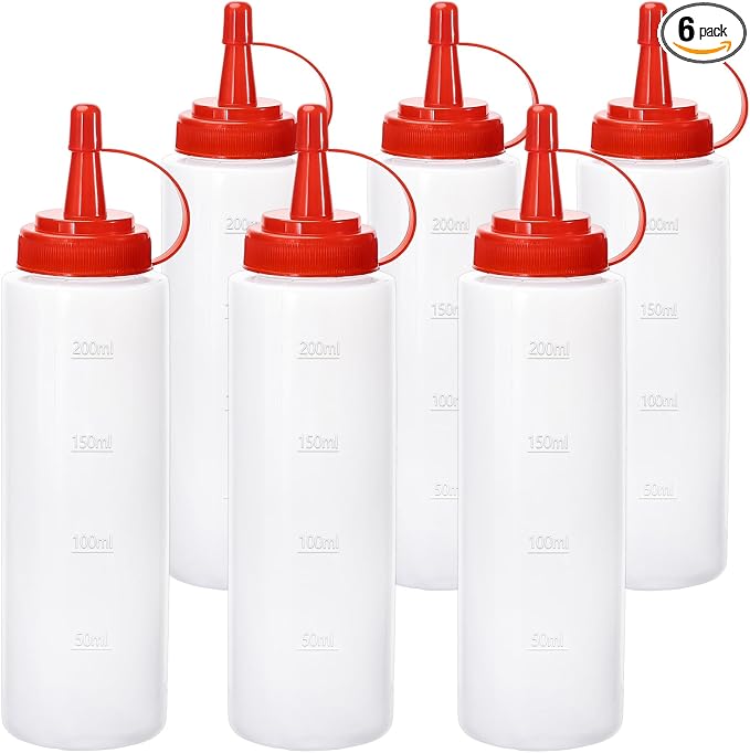 Condiment Squeeze Bottles Ketchup Dispenser, 6 Pack 8oz Squeeze Bottles by Katfort