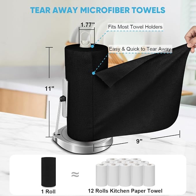 AIDEA Microfiber Cleaning Cloth 330 Sheets 6 Roll, Shop Rags Washable, Cleaning - Image 2