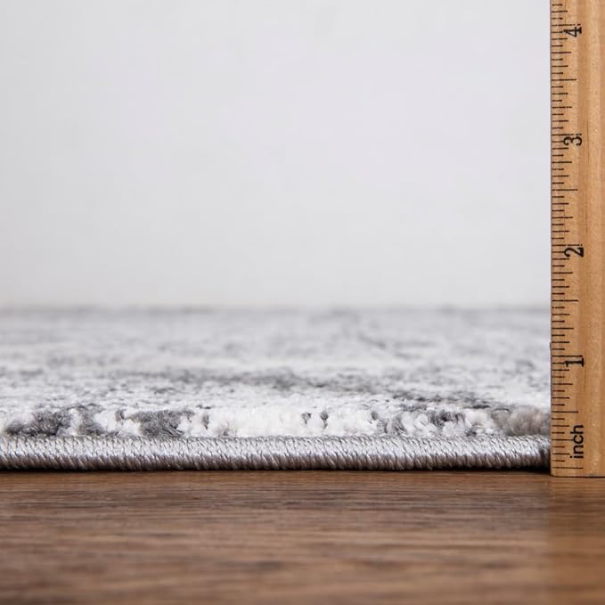 Keen Home Design Area Rugs - 2x18 Non-Shedding, Abstract Rugs for Kitchen, Living Room, Bedroom, Dining Room, Entryway - Size: 2'8" x 18', Abstract Cream/Grey