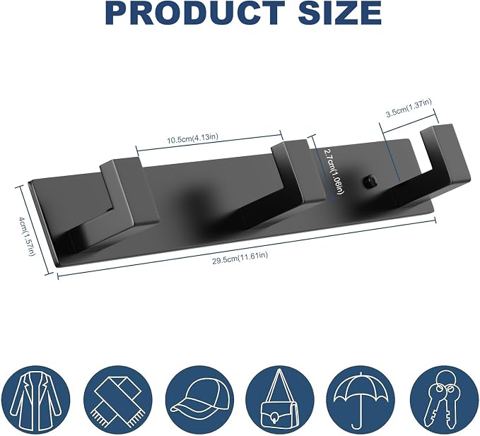 PMMASTO Wall Mounted Coat Hooks- Stainless Steel Rust-Resistant Bathroom Hangers - Image 5