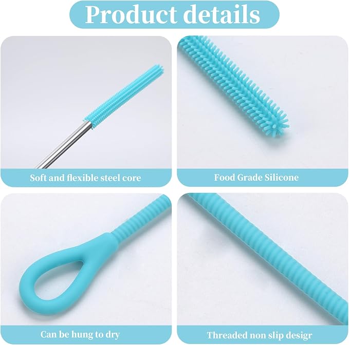 2Pcs silicone straw cleaning brushes, extra long, used - Image 3