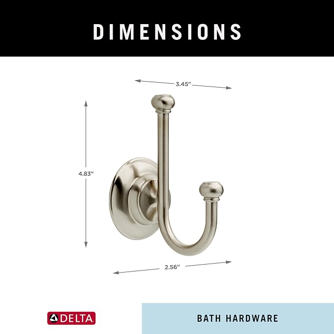 Delta Porter Towel Hooks SpotShield Brushed Nickel Double J, Wall Mounted - Image 7
