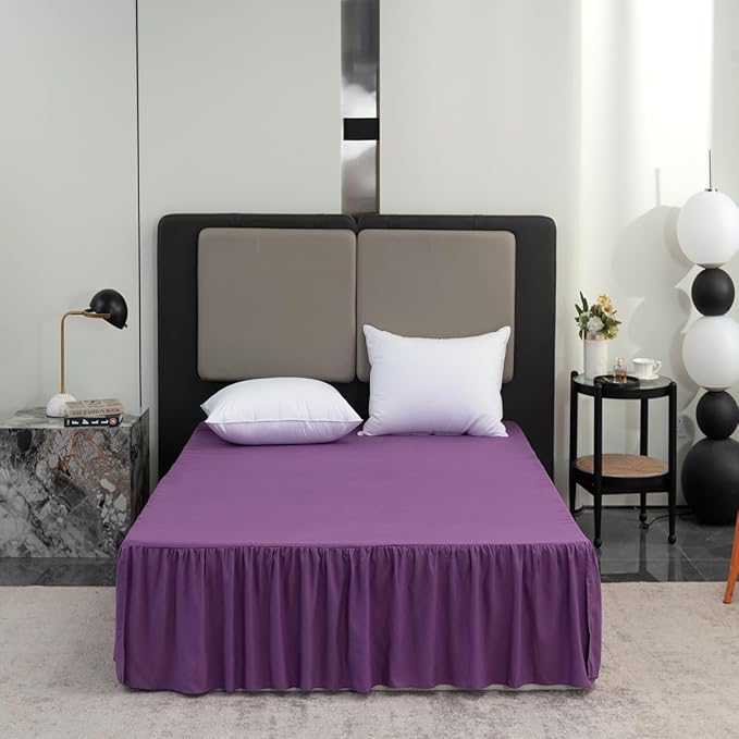 Bed Skirt King Size Ruffled Bed Skirt with Split Corners, King Bed Skirt 14 Inch Drop, King Size Bed Skirt Grape for Ruffled Bed Skirt with Split Corners, Bed Skirt King Size