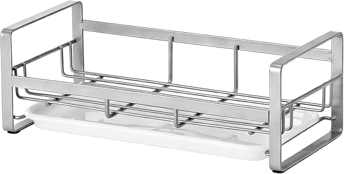 HULISEN Large Sponge Holder, 304 Stainless Steel Kitchen Soap Dispenser Caddy - Image 8