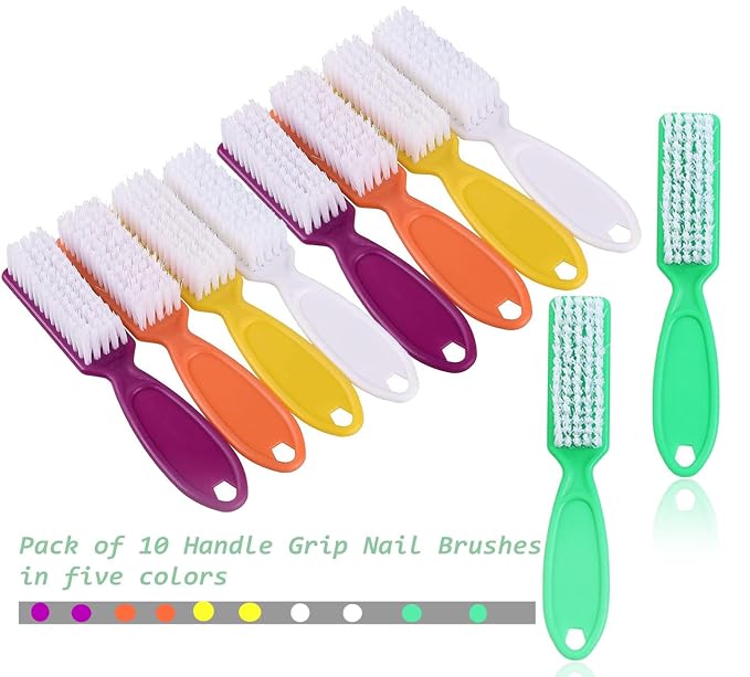 10 Pcs Handle Grip Cleaning Brushes, Hand Fingernail Nail Scrub Manicure Brush - Image 3