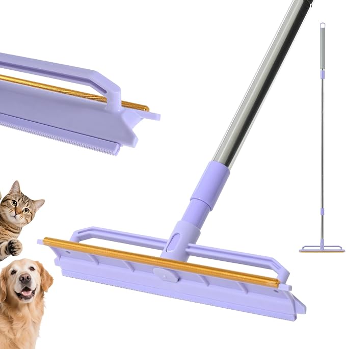 Carpet Rake for Pet Hair Removal, 59” Adjustable Long Handle Carpet Scraper for by Unknown