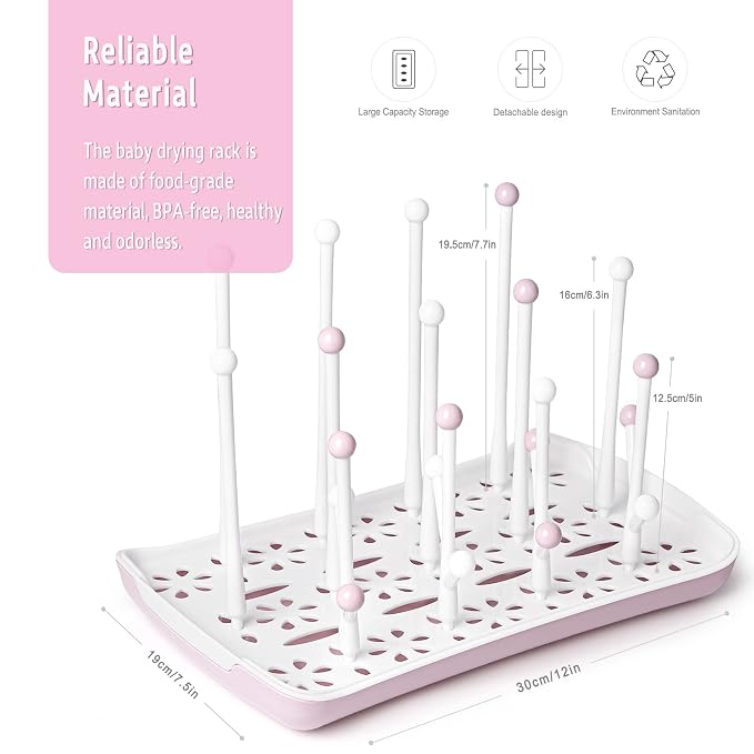 Termichy Baby Bottle Drying Rack, Large Capacity Baby Bottle Rack - Image 2