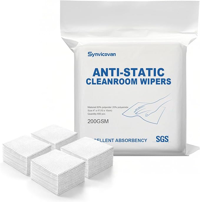Anti-Static Microfiber Wipes 4"x4" Lint Free Cloths Reusable Special ESD by Synvicovan