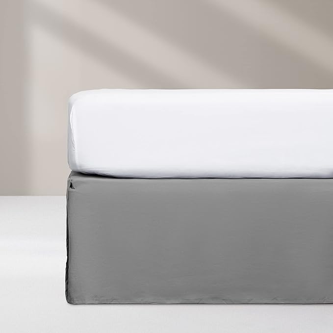 SONIVE Queen Bed Skirt,15" Drop Pleated Dust Ruffle,Classic Tailored Easy Fit Brushed Microfiber Skirts Hotel Quality Shrinkage & Fade Resistant Grey