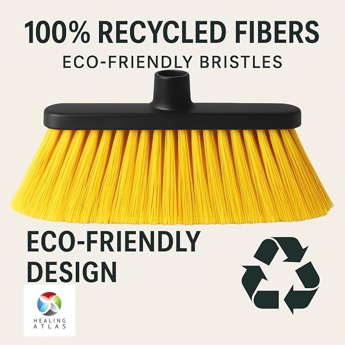 Aria Yellow Broom Head – 14” Sweeping Surface – Heavy-Duty Soft Flagged Bristles - Image 2