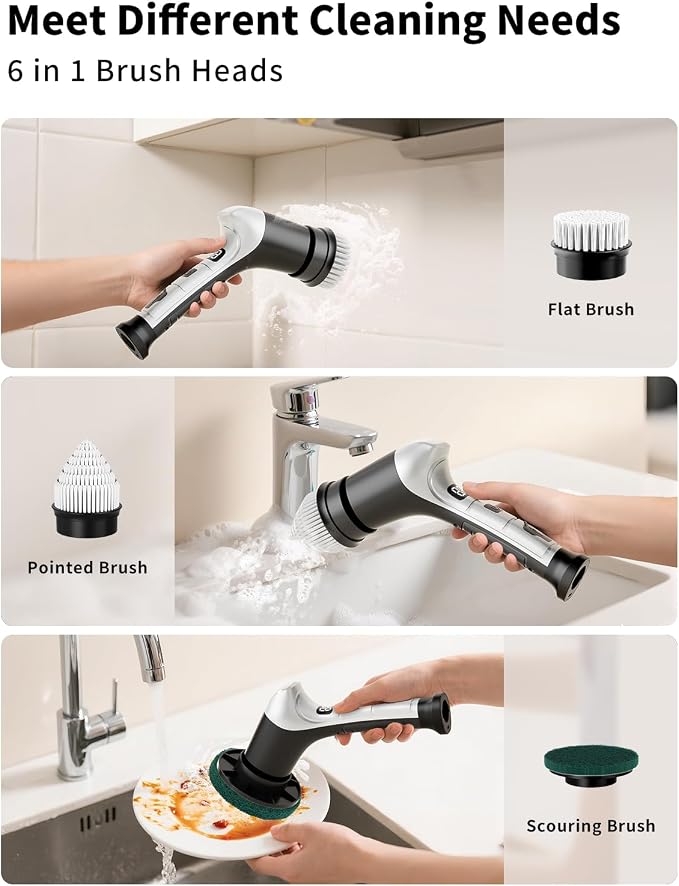 Electric Spin Scrubber, Cordless Household Cleaning Brush - Image 6