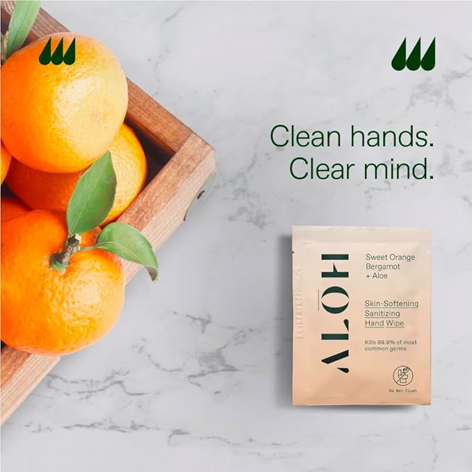 ALŌH Skin - Softening Sanitizing Hand Wipes – Sweet Orange Bergamot - 4 Boxes - Image 4