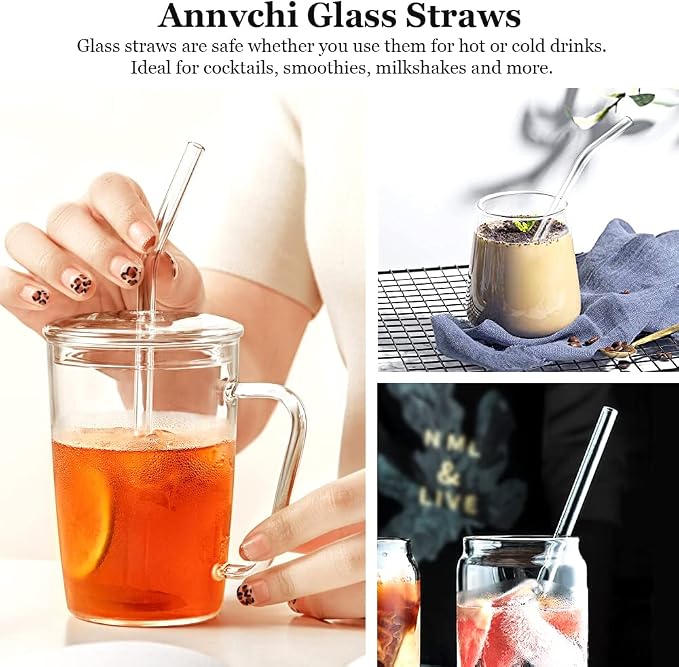 16 Pack Reusable Glass Straws, Milkshakes - Image 5