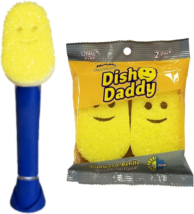 Scrub Daddy Dish Daddy Dish Wand & Refill Heads, Soap Dispensing Dish Brush by ScrubDaddy