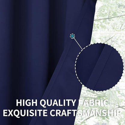 BGment Blackout Curtains for Bedroom 48 Inch Length - Short Thermal Insulated Drapes with Rod Pocket Room Darkening Privacy for Living Room Windows, 42 x 48 Inch, 2 Panels, Navy Blue
