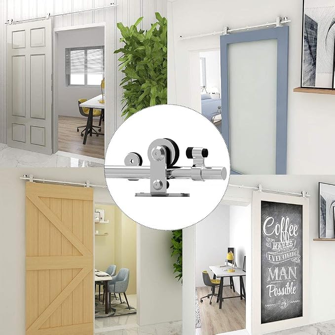 TSMST 7FT Sliding Barn Door Hardware Kit, Top Mount Stainless Steel Heavy Duty - Image 8