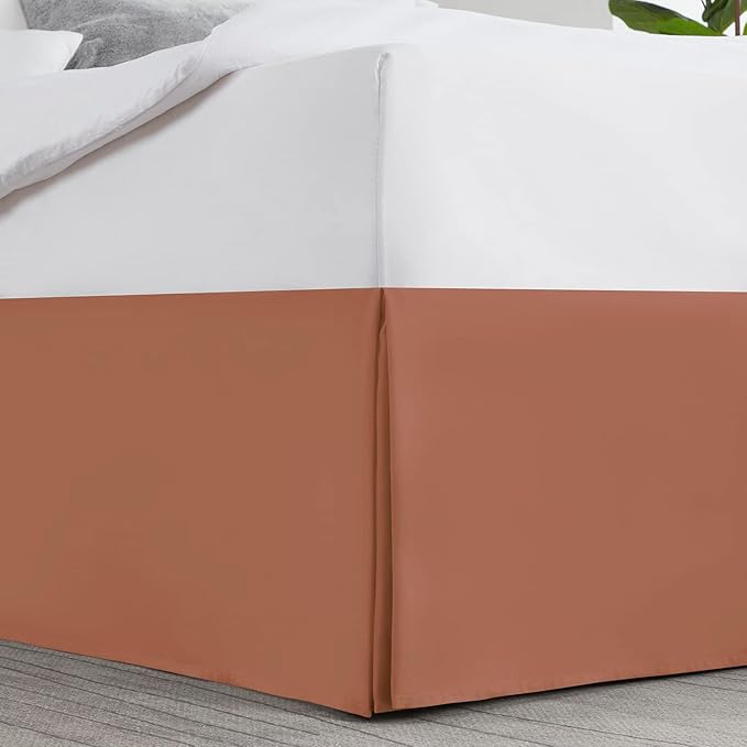 Nestl Rust Bed Skirt King Size - King Bed Skirt 14 Inch Drop - Brushed Microfiber Bed Skirts - Hotel Quality Pleated Bed Skirt - Shrinkage & Fade Resistant
