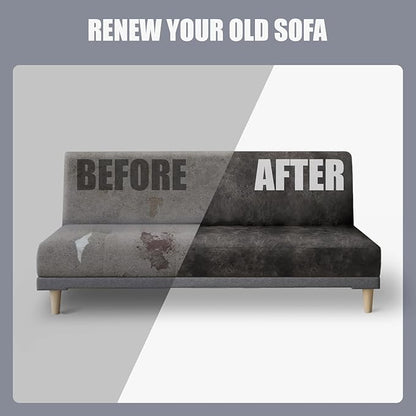 molasofa Leather Like Stretch Futon Slipcover Armless Futon Bed Sofa Cover Furniture Protector with Elastic Bottom, Soft and Washable Futon Cover for Sofa Bed Stay in Place（Medium，Khaki）