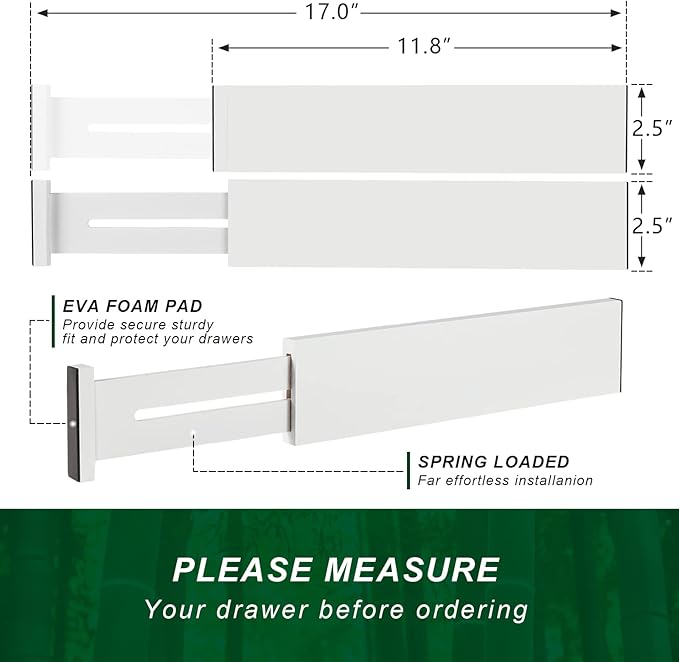 4 Pack Bamboo Drawer Dividers, Adjustable Length from 12 Inch to 17 Inch - Image 7