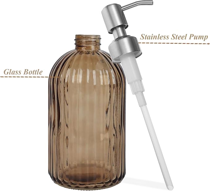 14Oz Brown Soap Dispenser Bathroom, Refillable Dish Soap Dispenser - Image 2